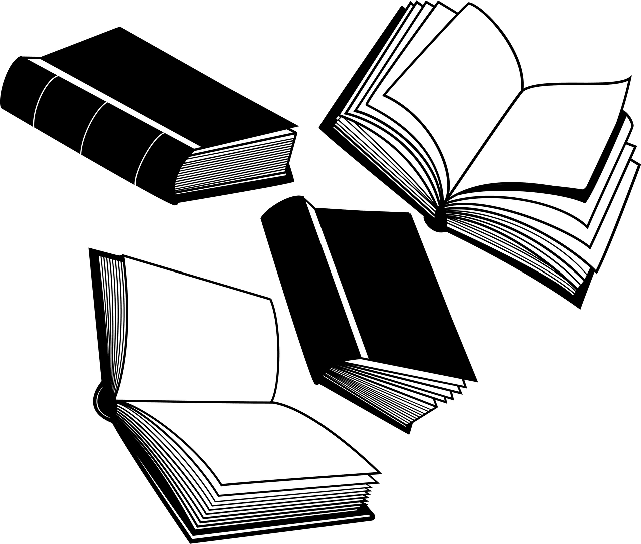 Book black and white books clipart vector images