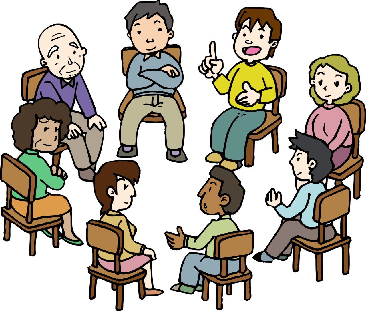 Diversity diverse group of people sitting in circle vector clipart images