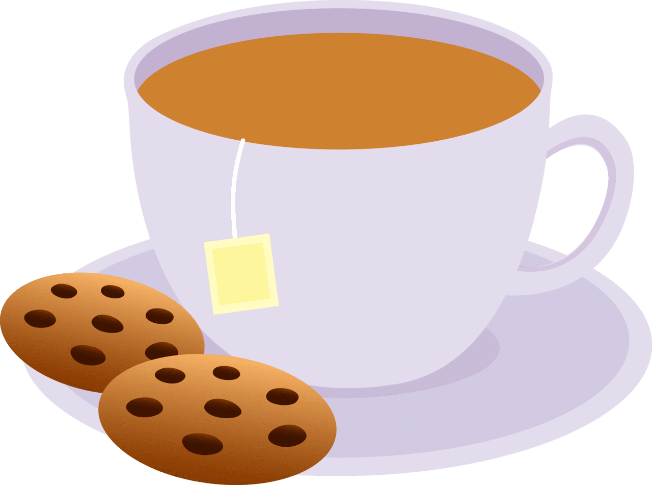 Chocolate chip cookie cartoon tea cup clipart picture