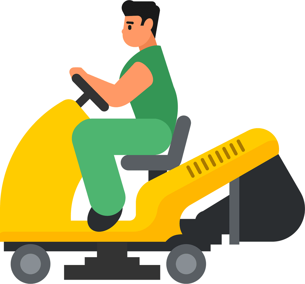 Mowing grass man the lawn vector clipart images