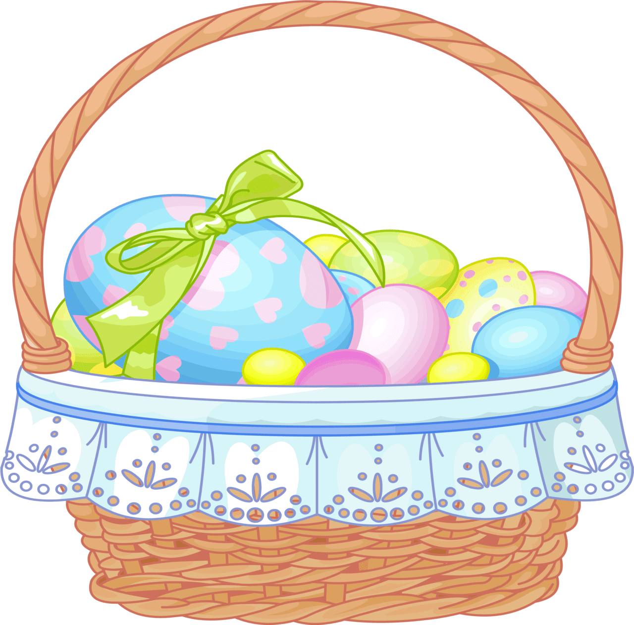 Easter basket clipart background eggs