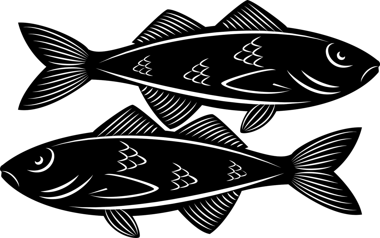 Black white fish monochrome vector art clipart images