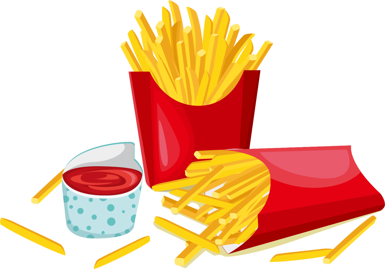 Hamburger hot dog french fries fast food cuisine papas fritas vector clipart