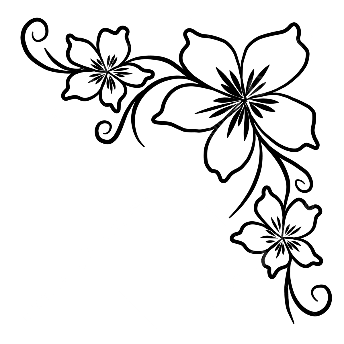 Flower outline shad draw clipart logo
