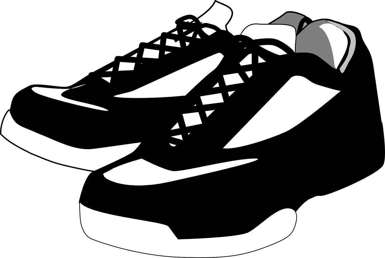 Gym shoes tennis black vector graphic clipart