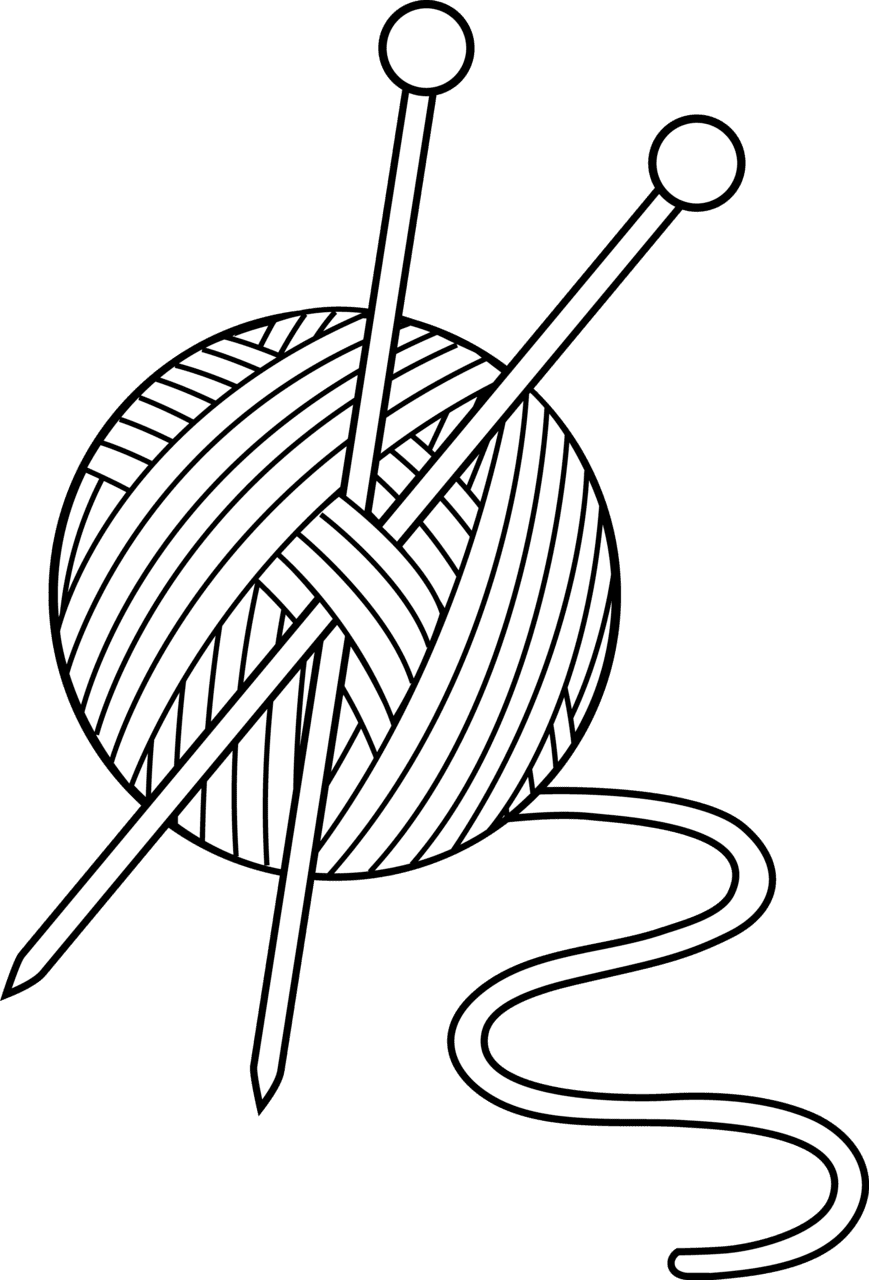 Crochet hook and yarn clipart wool black white free