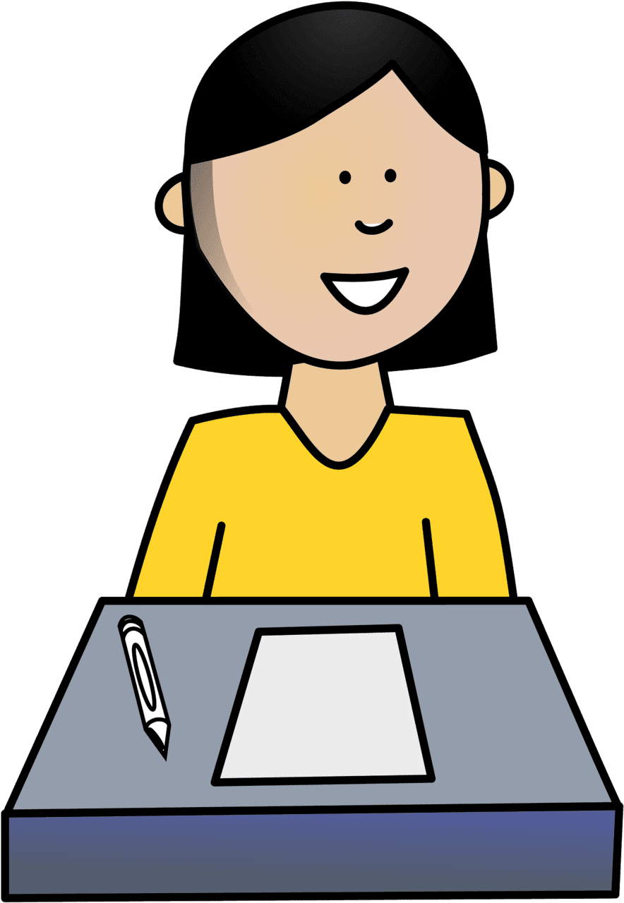 Testing girl taking test vector clipart images