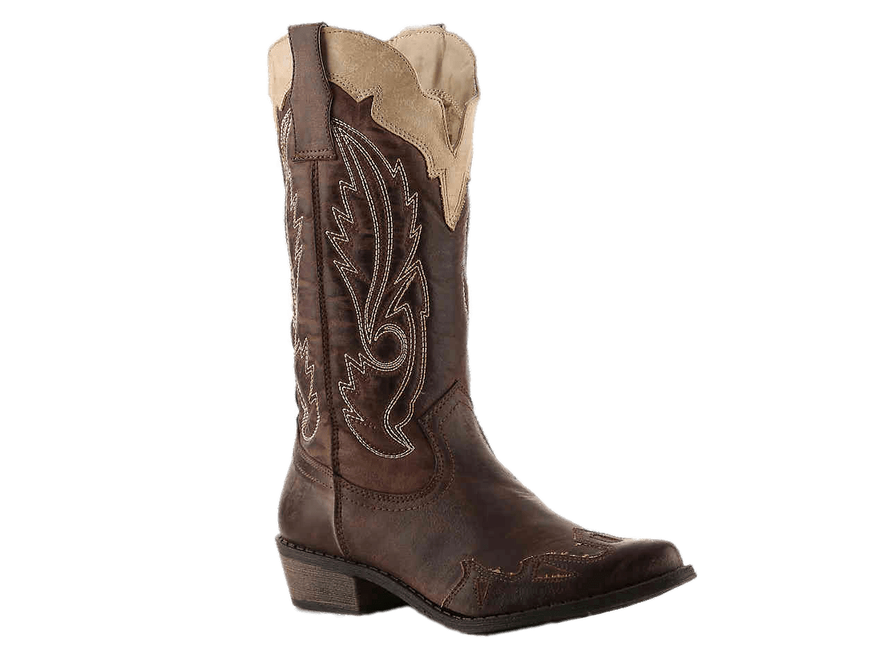 Western boots brown embroidered women cowboy boot clipart background