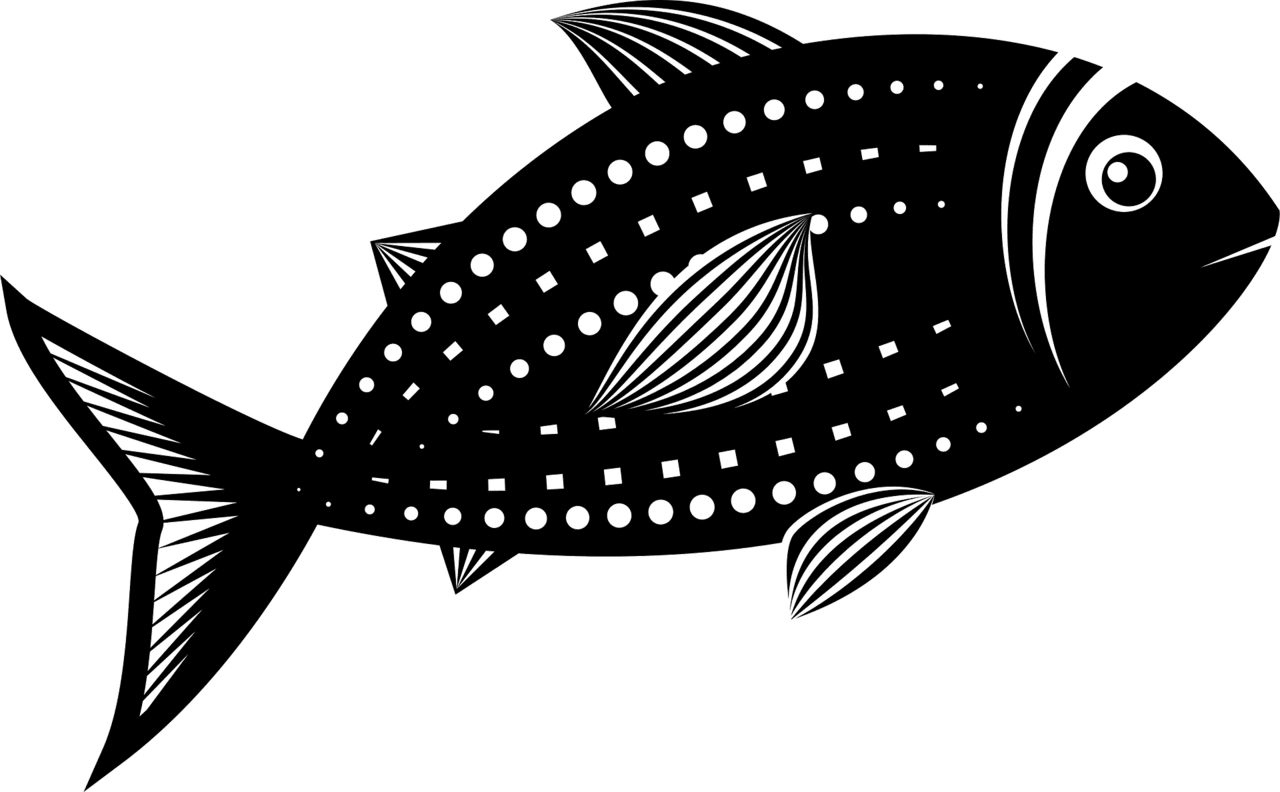 Black white fish vector clipart images