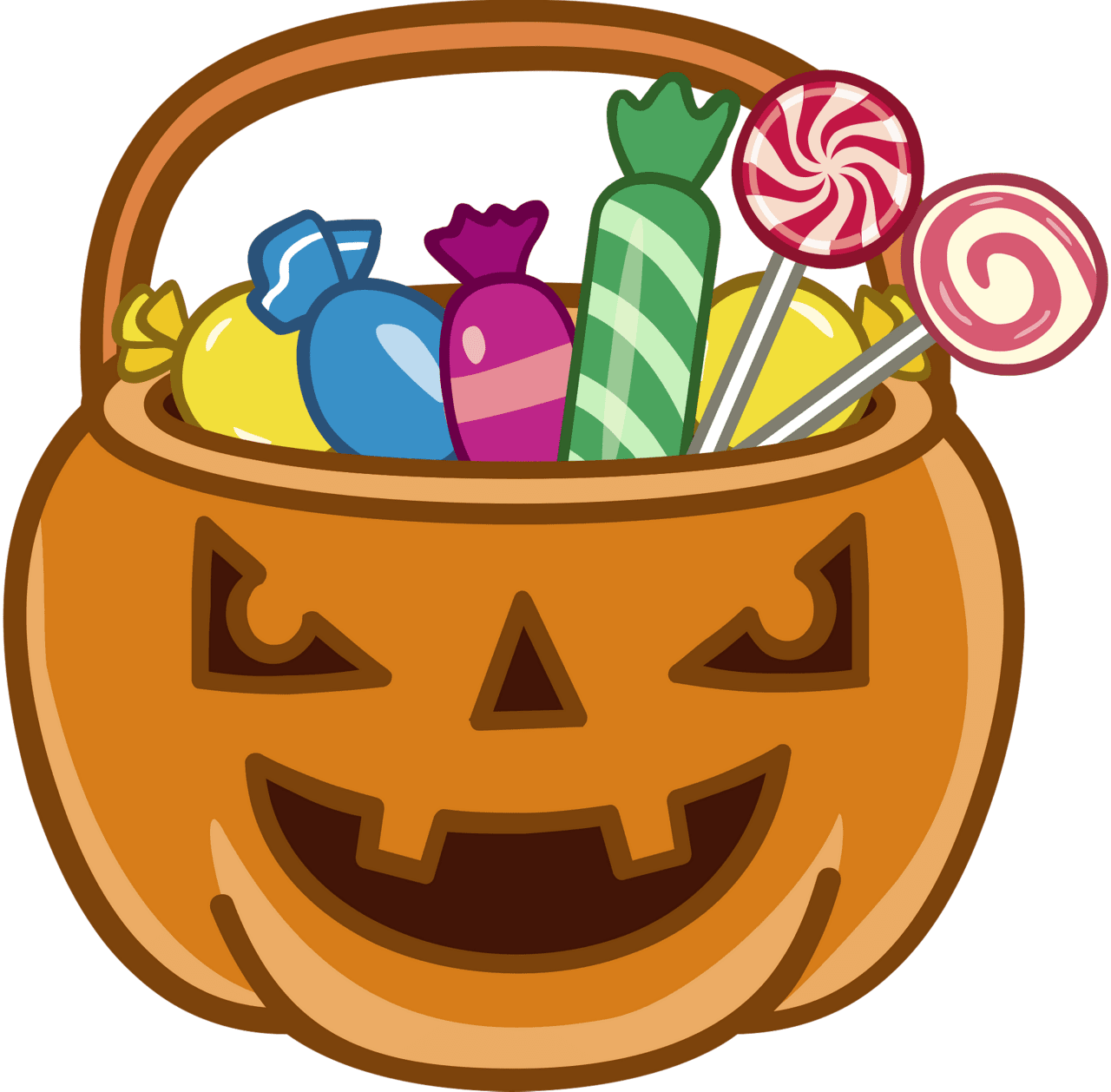 Halloween candy busket of candies vector clipart images