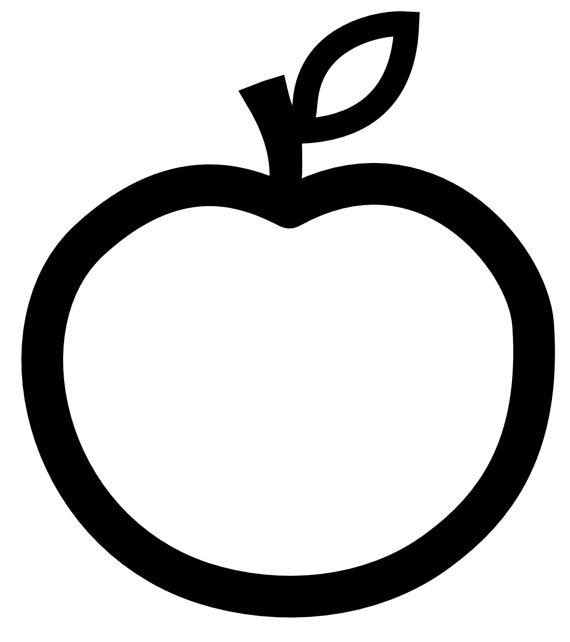 Apple black and white no background clipart