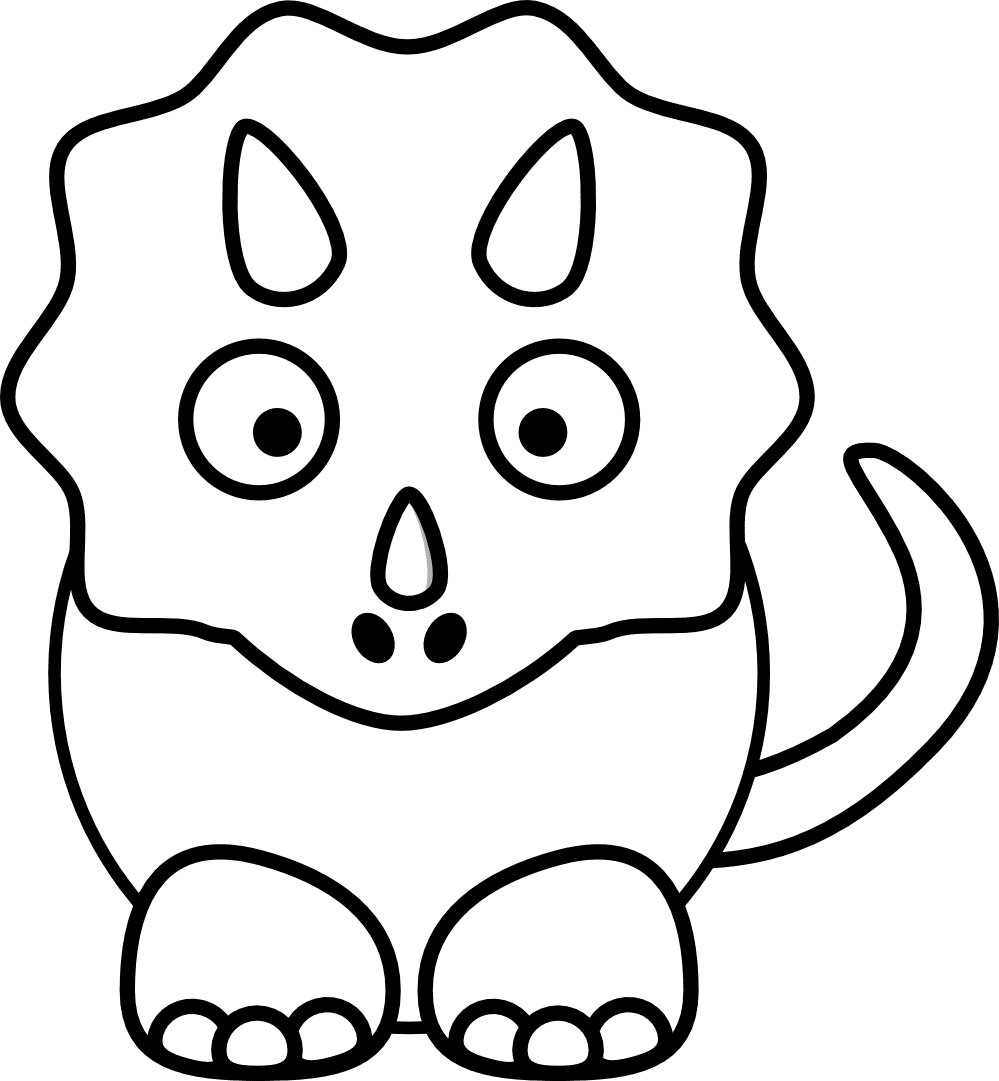 Cute dinosaur black and white clipart logo
