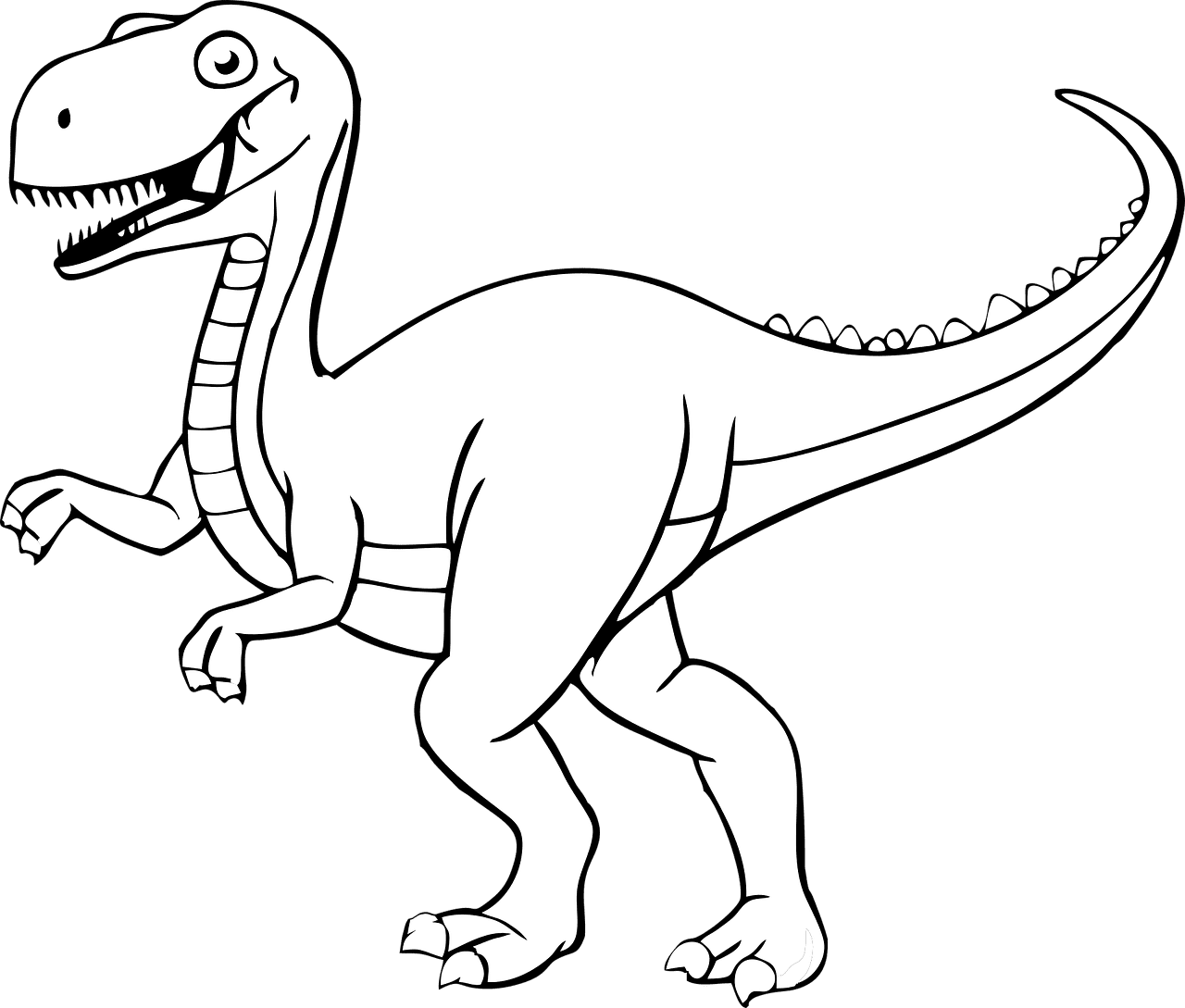 Dinosaur black and white cartoon animal vector graphic clipart