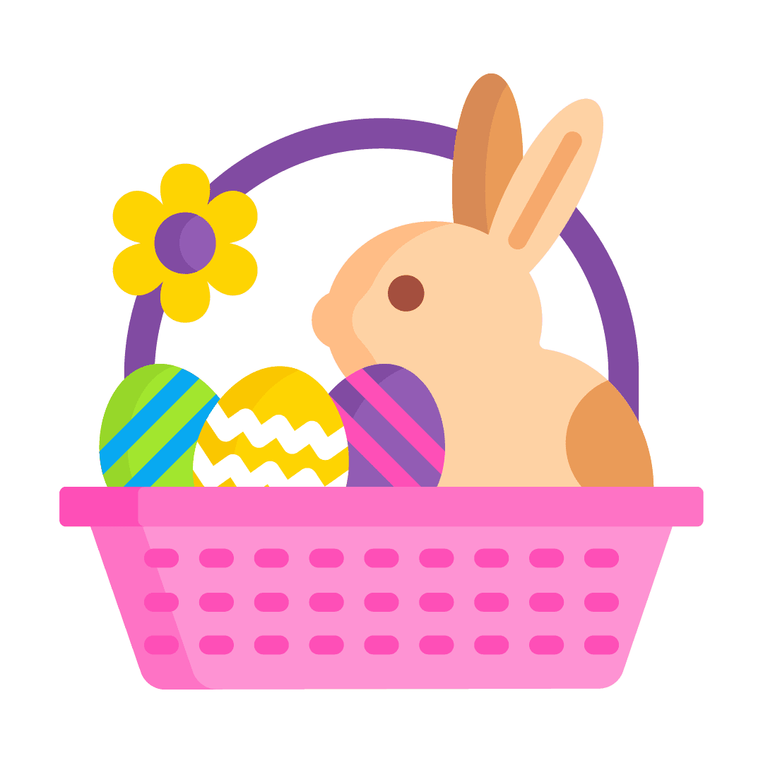 Easter basket toys page clipart background