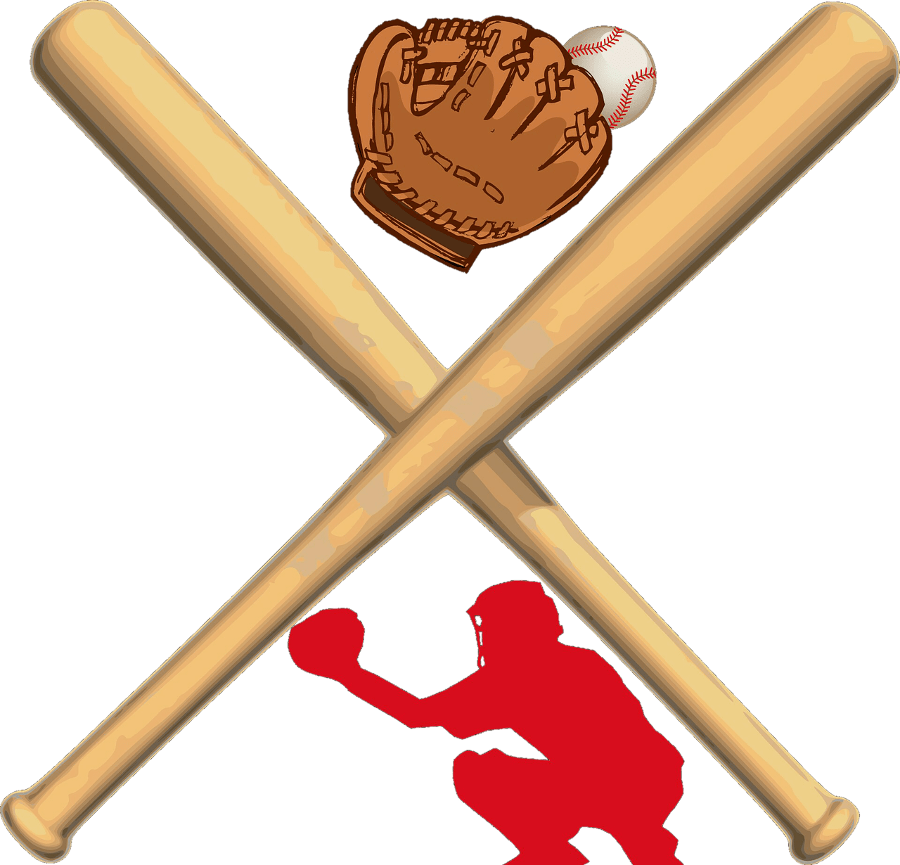 Baseball and bat sport cacher image clipart