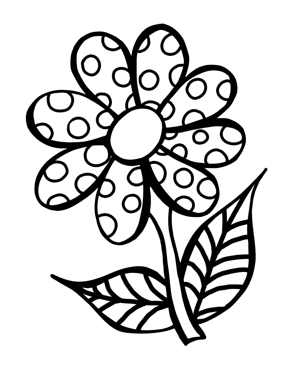 Flower outline pin page clipart image