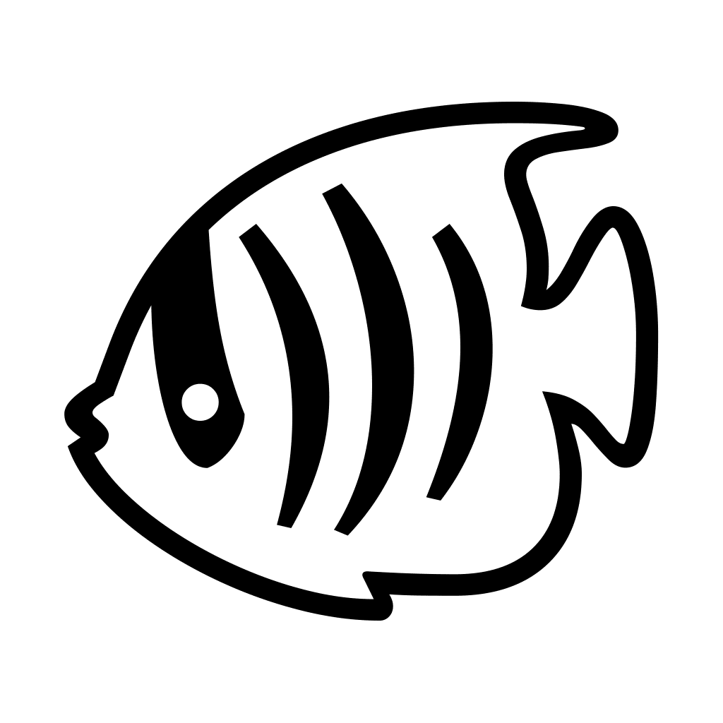 Black white fish tropical emoji clipart logo