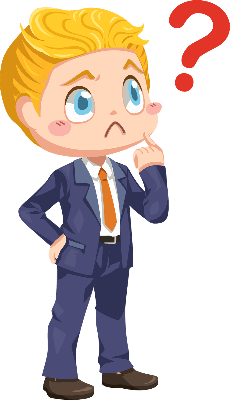 Confused boy wearing vest businessman pres vector clipart