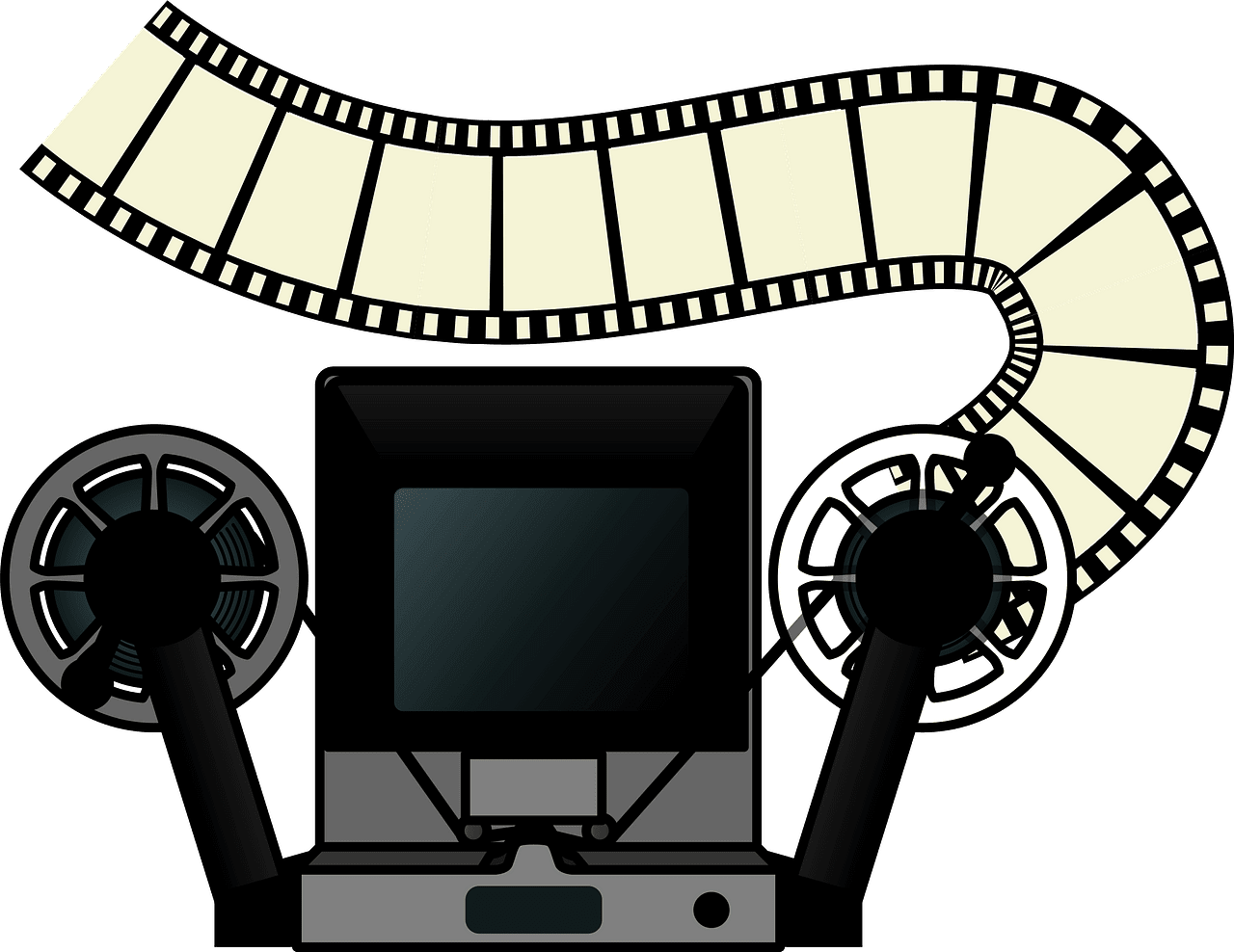 Film reel editing machine vector clipart images