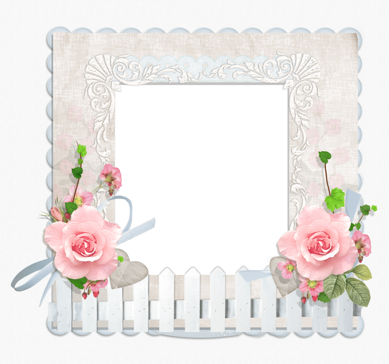 Frame with fence and roses clipart picture