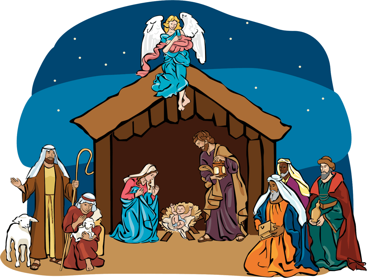 Manger scene dead rights the nativity sheep remembers clipart image