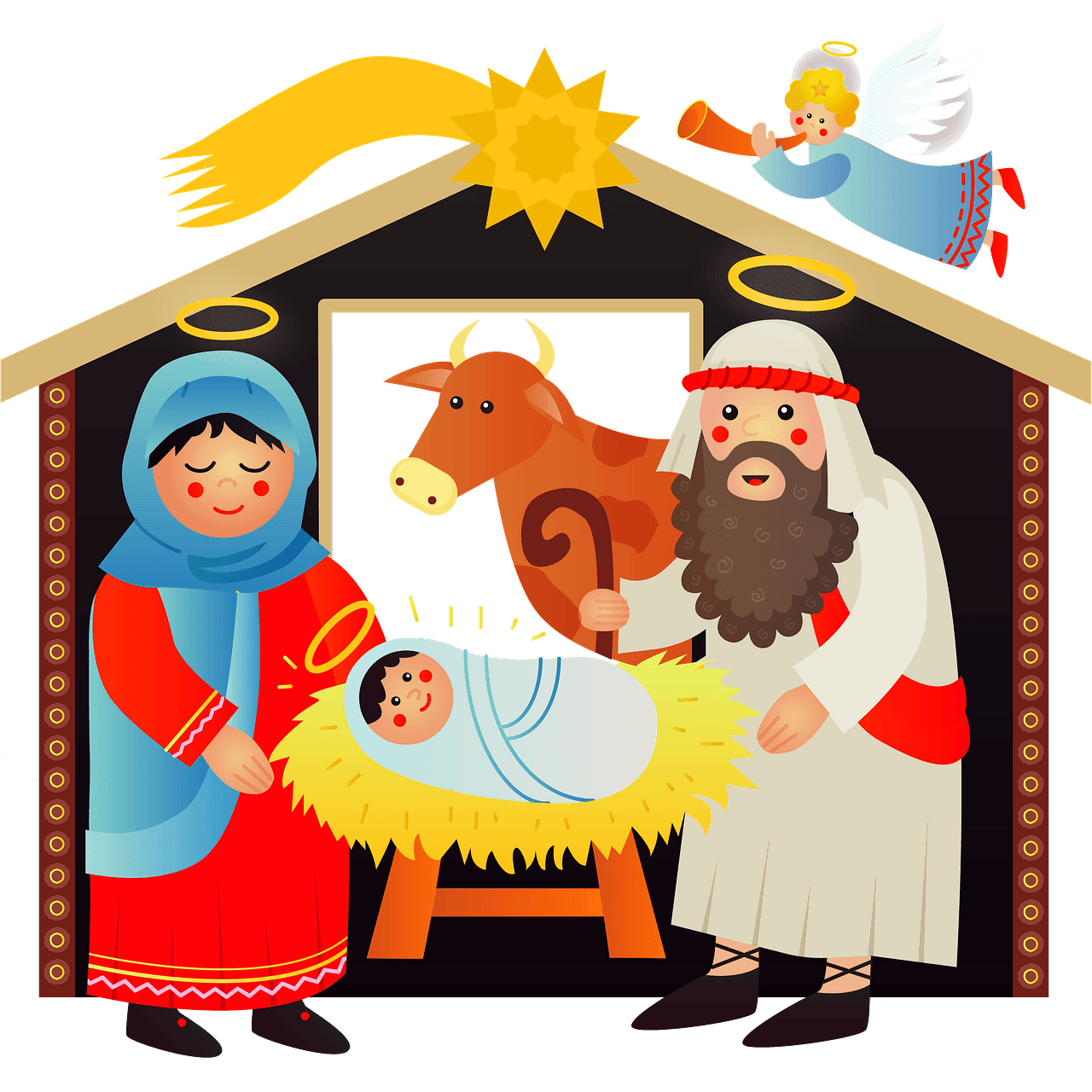 Manger scene nativity vector clipart images 2