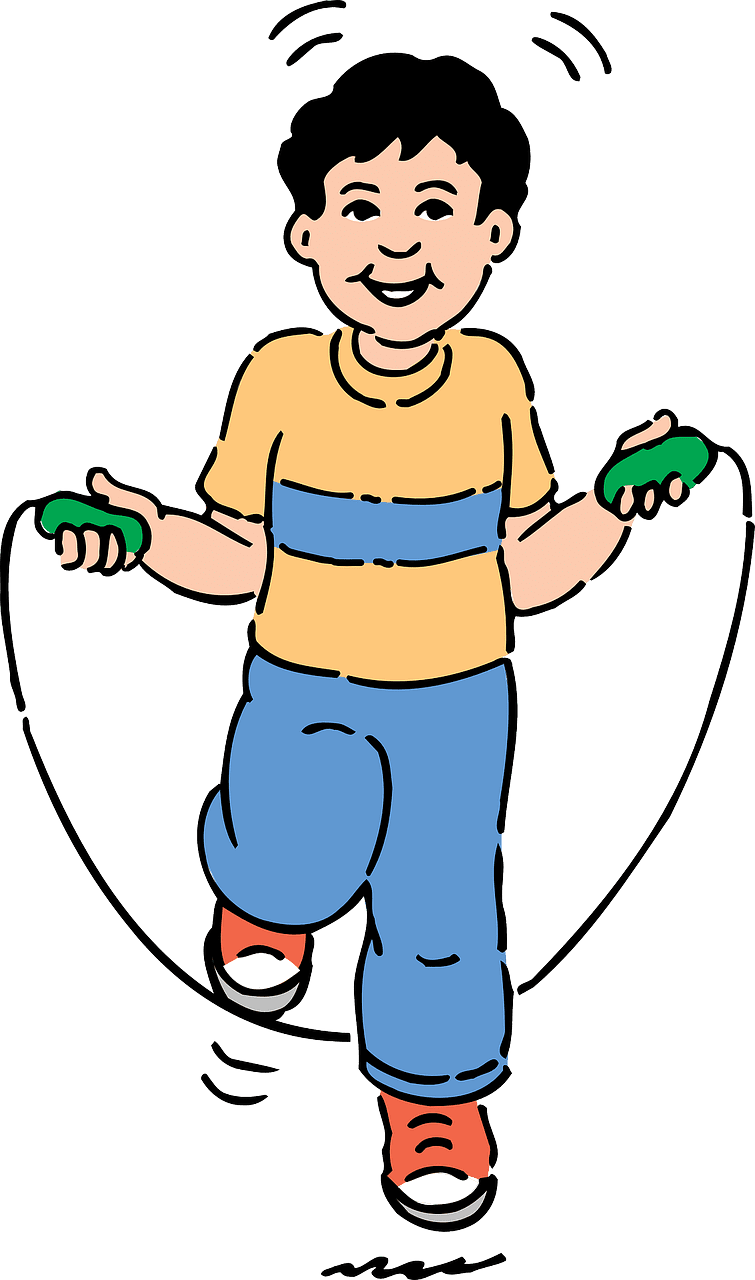 Boy jump ing rope vector graphic clipart