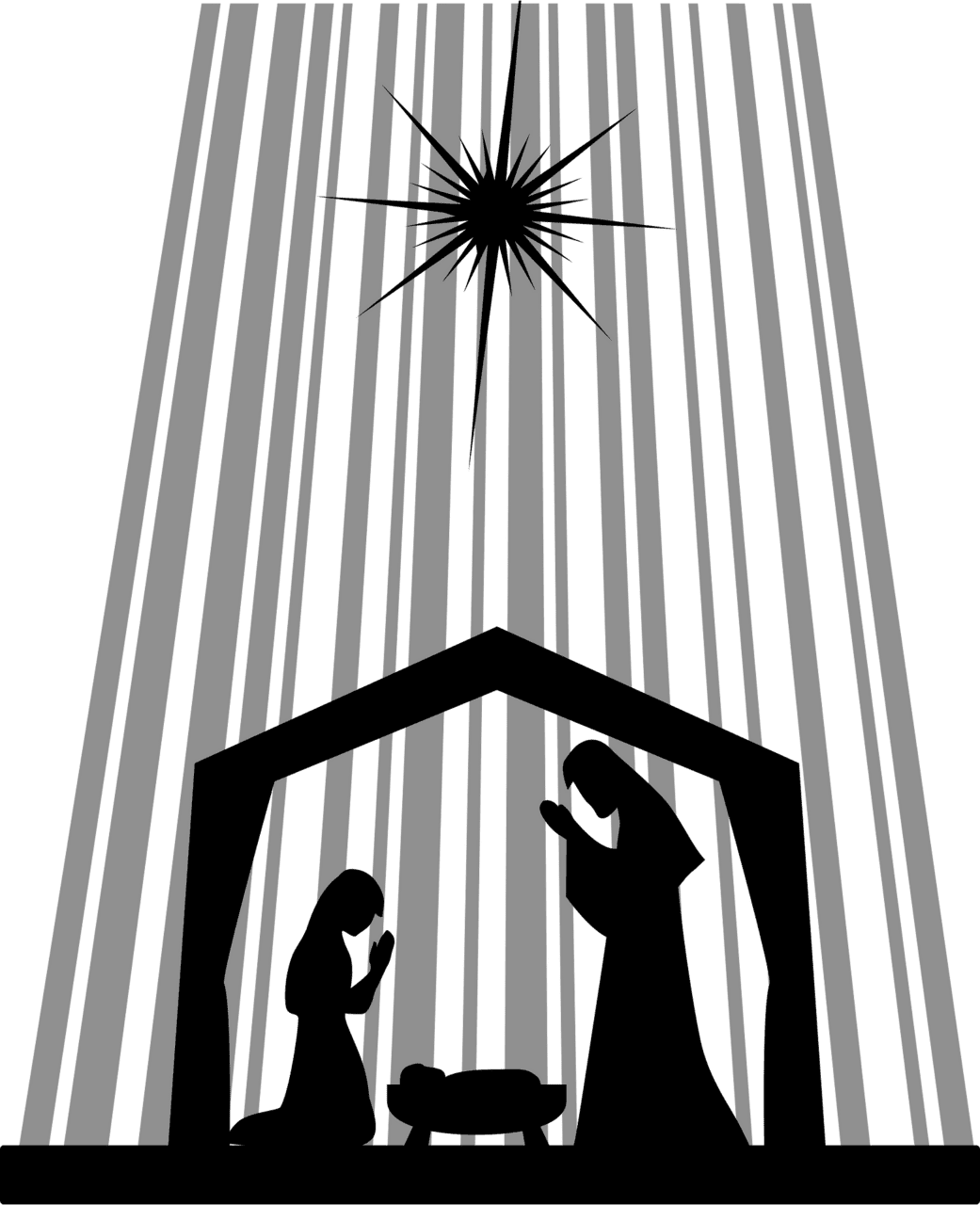 Manger scene nativity silhouette vector clipart images