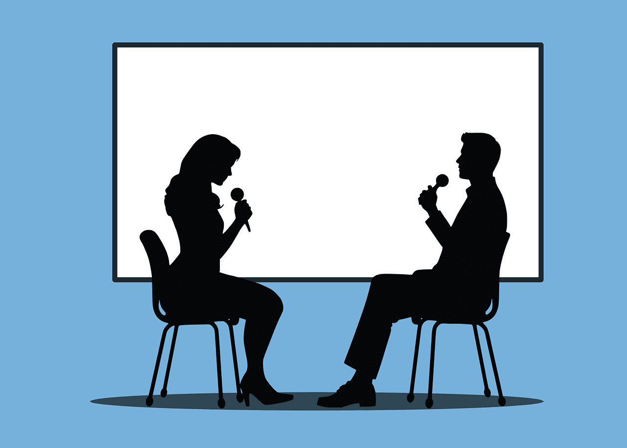 Interview conversation silhouette vector graphic clipart