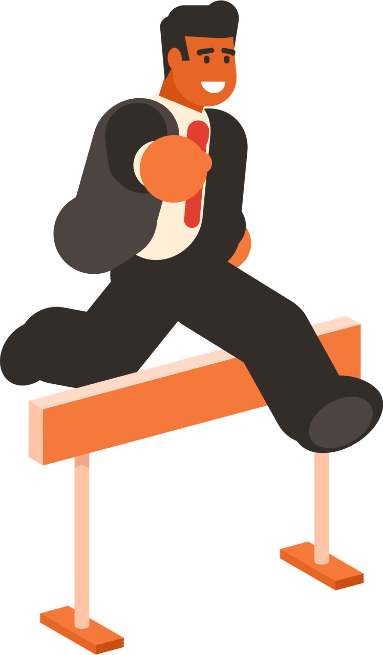 Businessman jump ing over hurdles vector clipart images