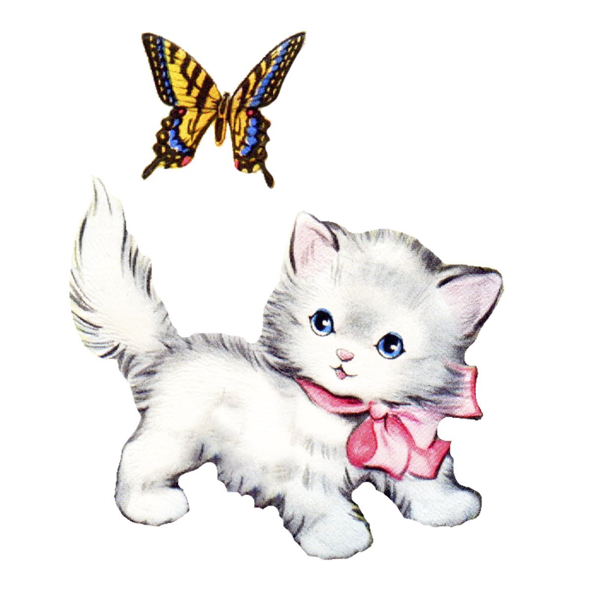 Lavender honey kitten birthday clipart image