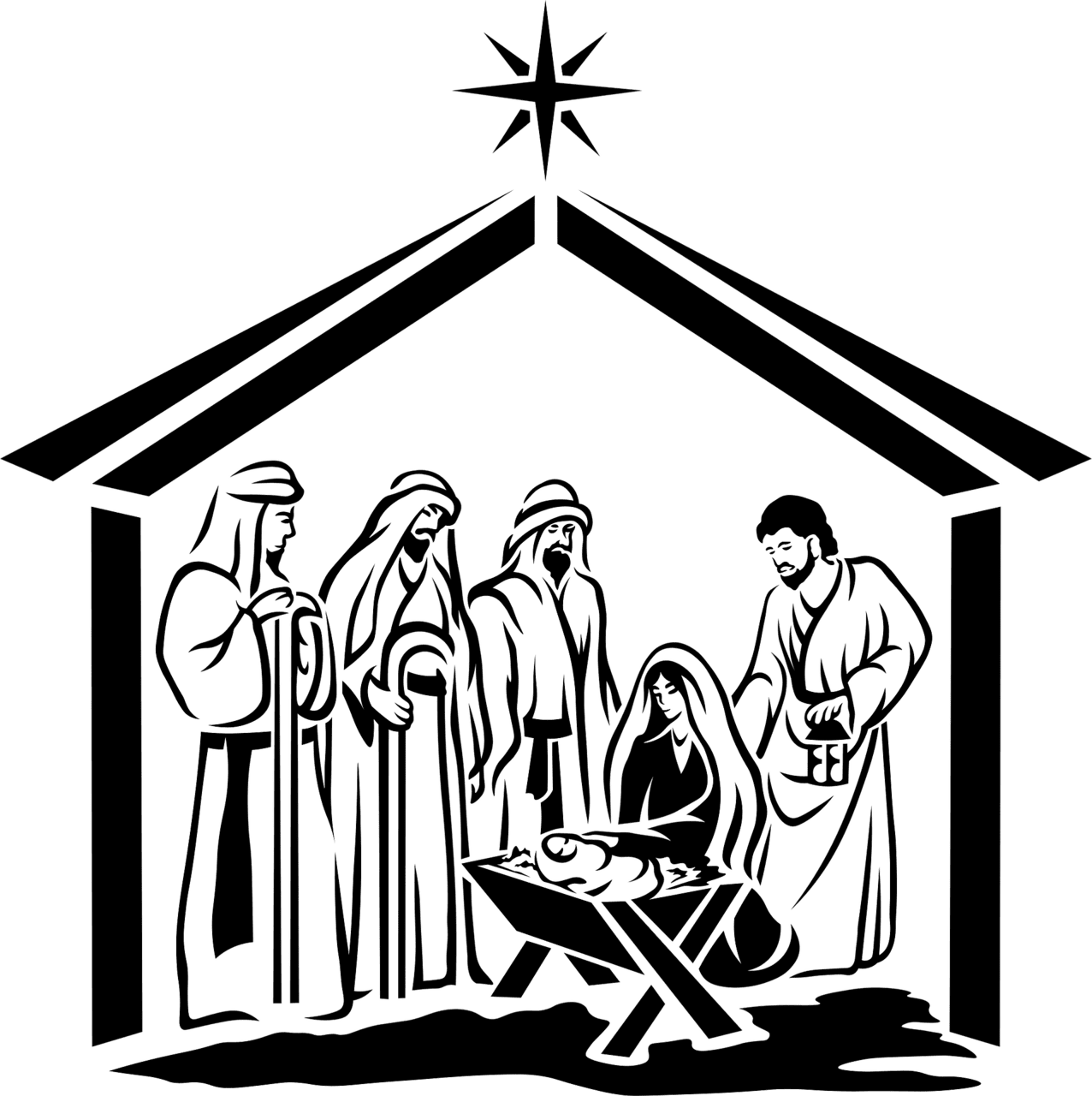 Manger scene joseph clipart images