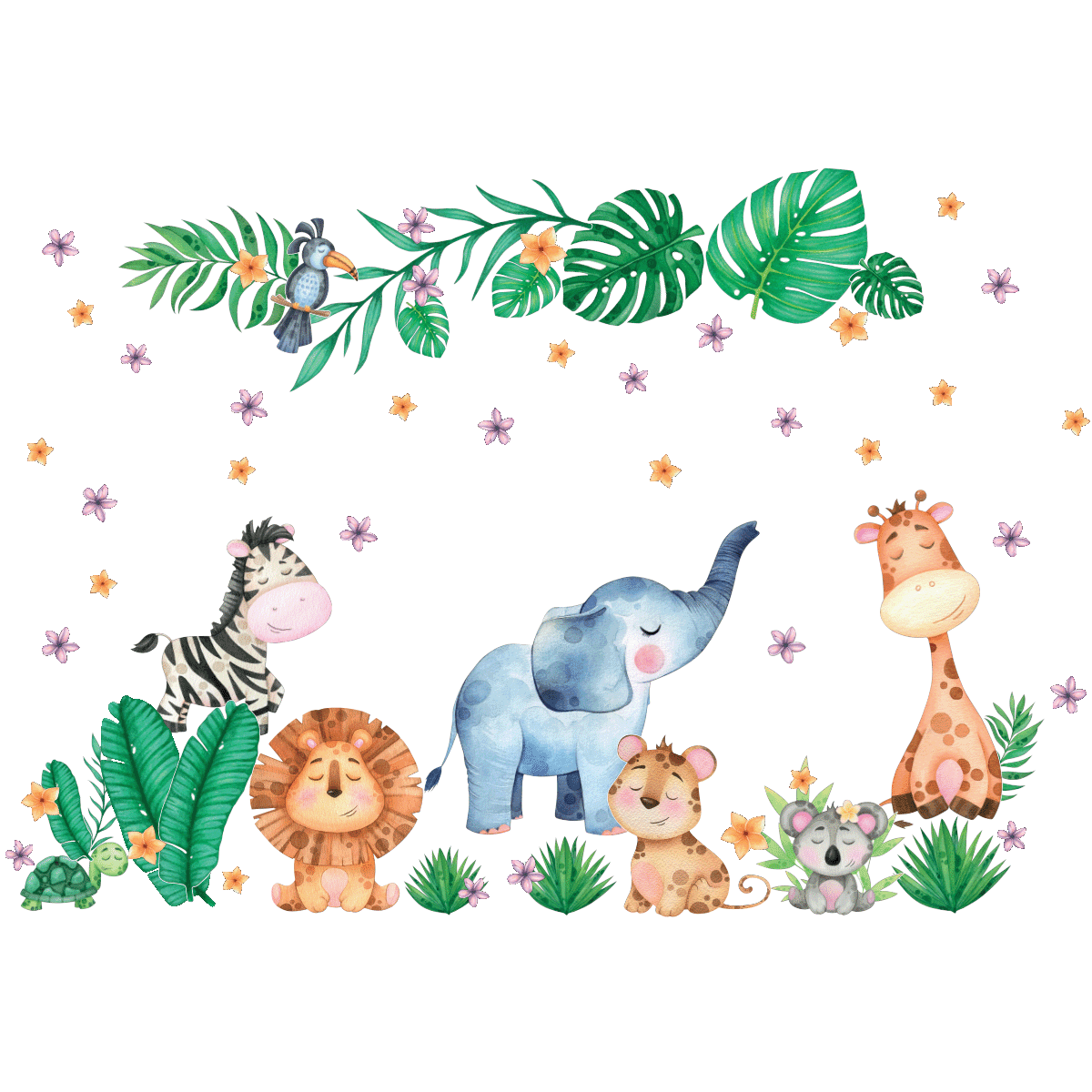 Giant jungle animals wall decals baby decal girls clipart transparent