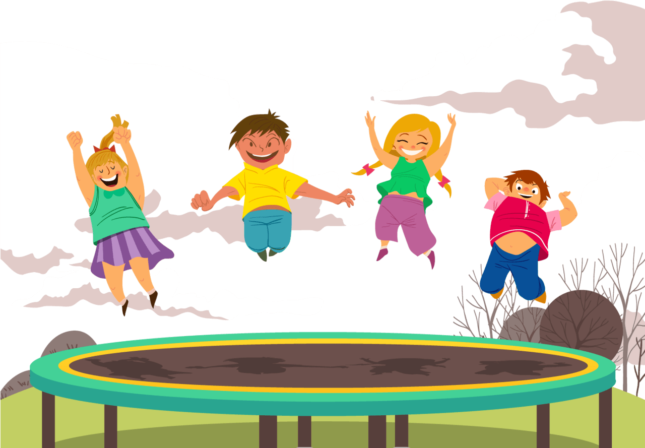 Kids trampoline clip jump ing children fun activity clipart image