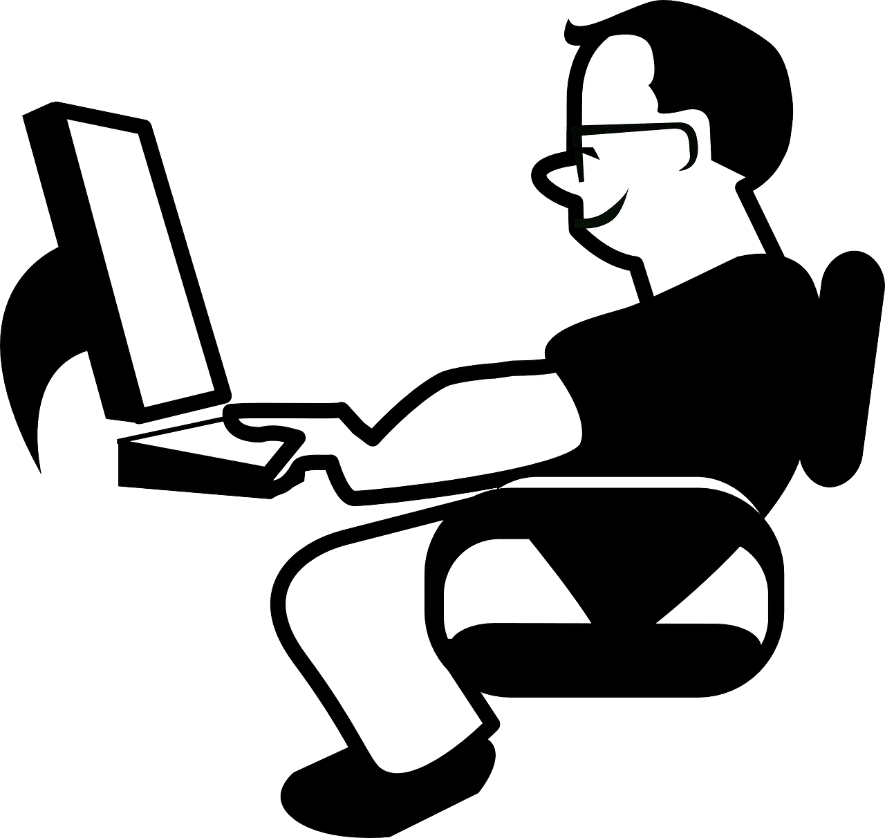 Relaxed office job workstation man image from clipart