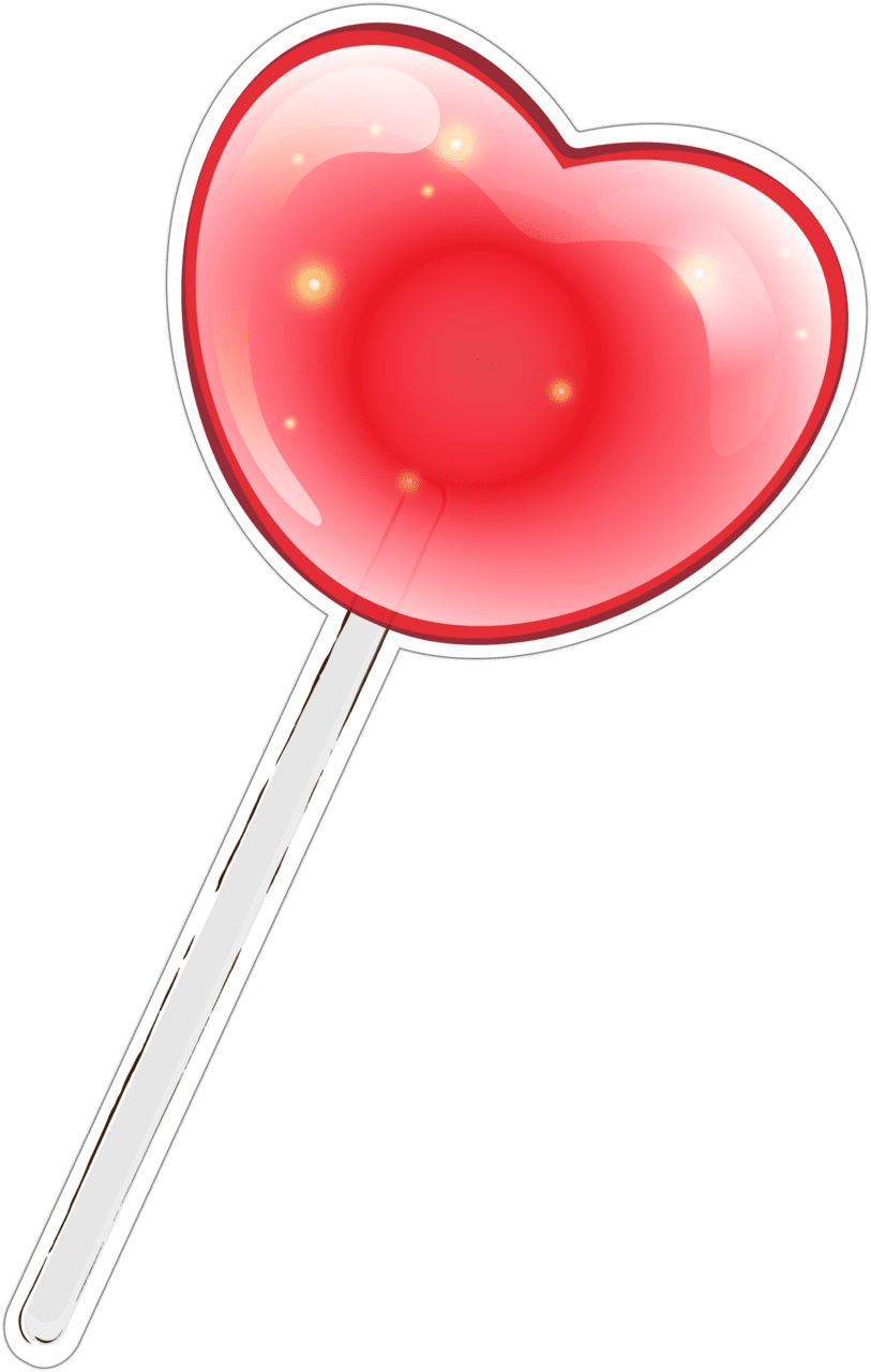 Love is strawberry heart lollipop sticker clipart image