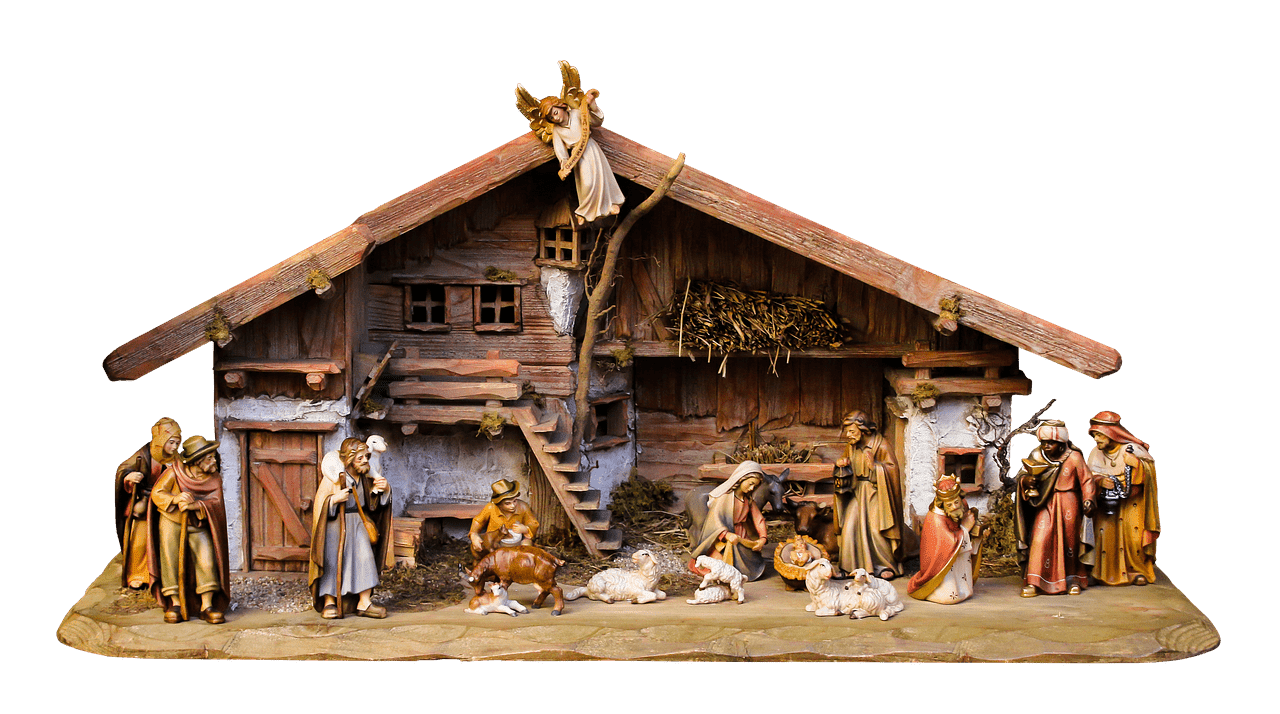 Manger scene christmas nativity angel roof clipart transparent