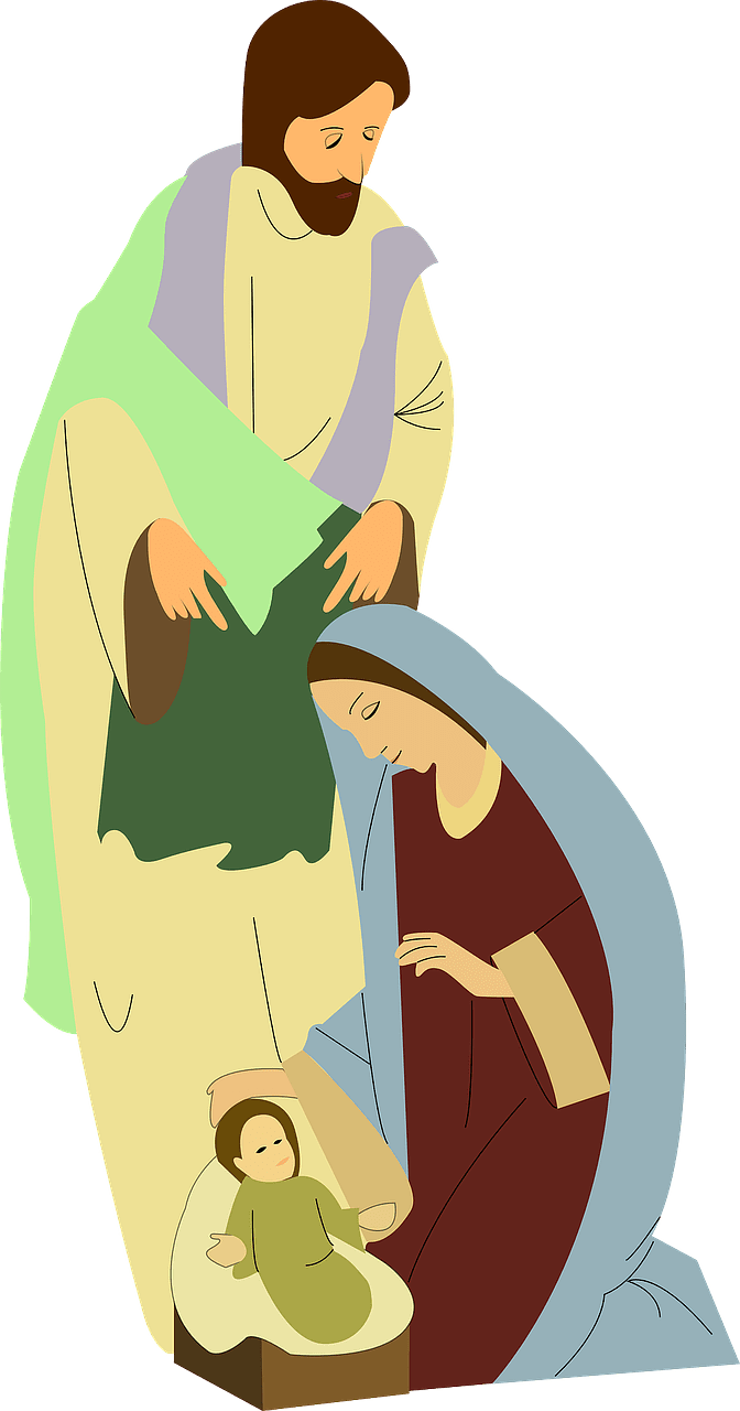 Manger scene nativity mary vector graphic clipart