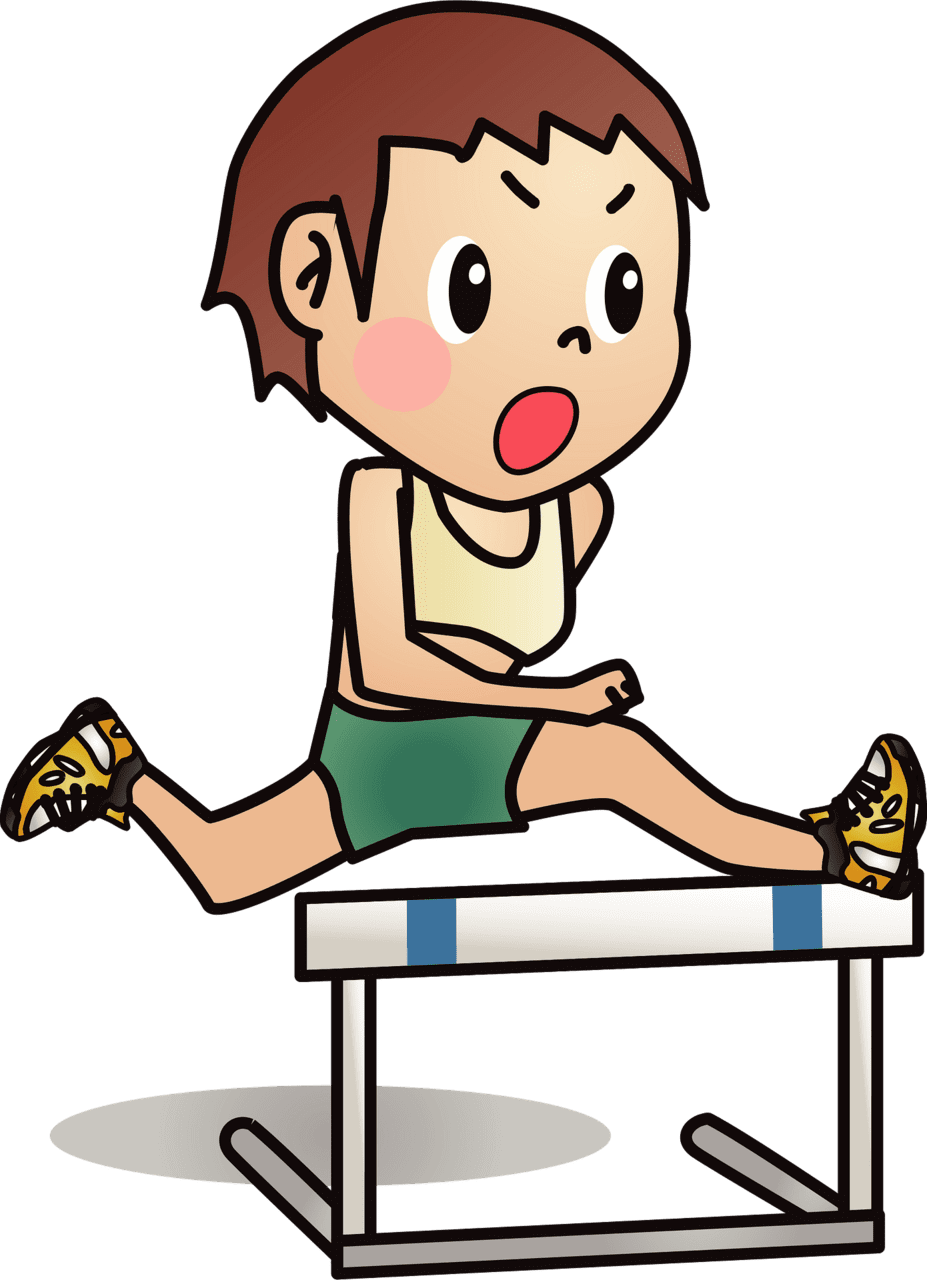 Boy jump ing hurdle vector clipart