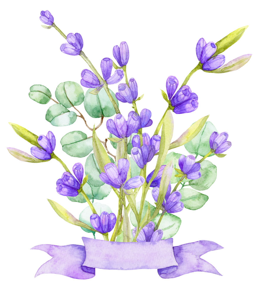 Watercolor lavender flower clipart clip art