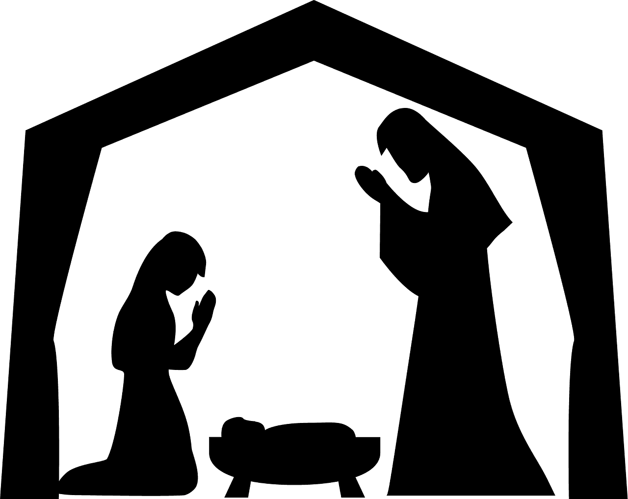 Manger scene vector silhouettes clipart