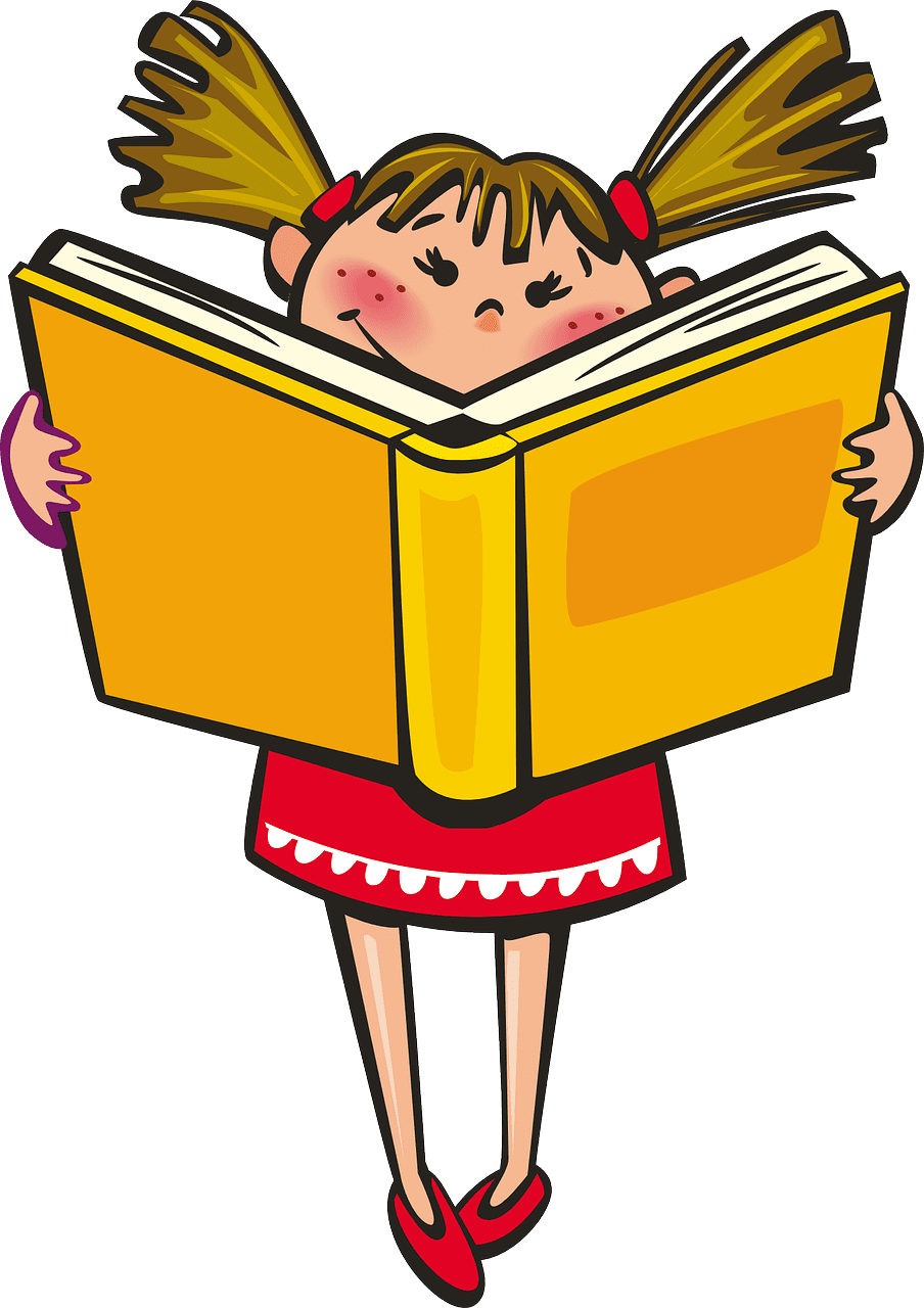 Librarian girl books school vector graphic clipart