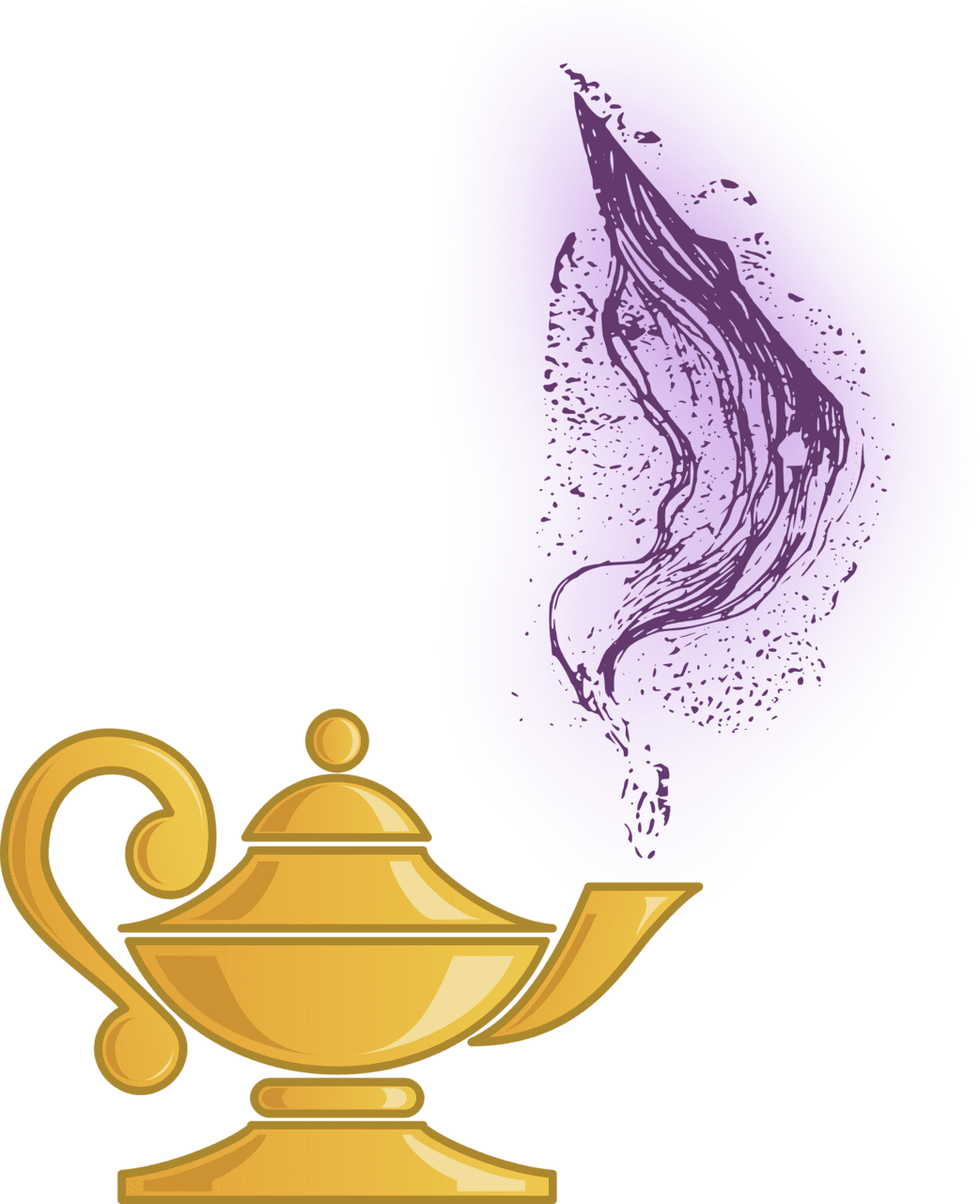 Magic lamp with purple smoke ing out vector clipart image photo cc images