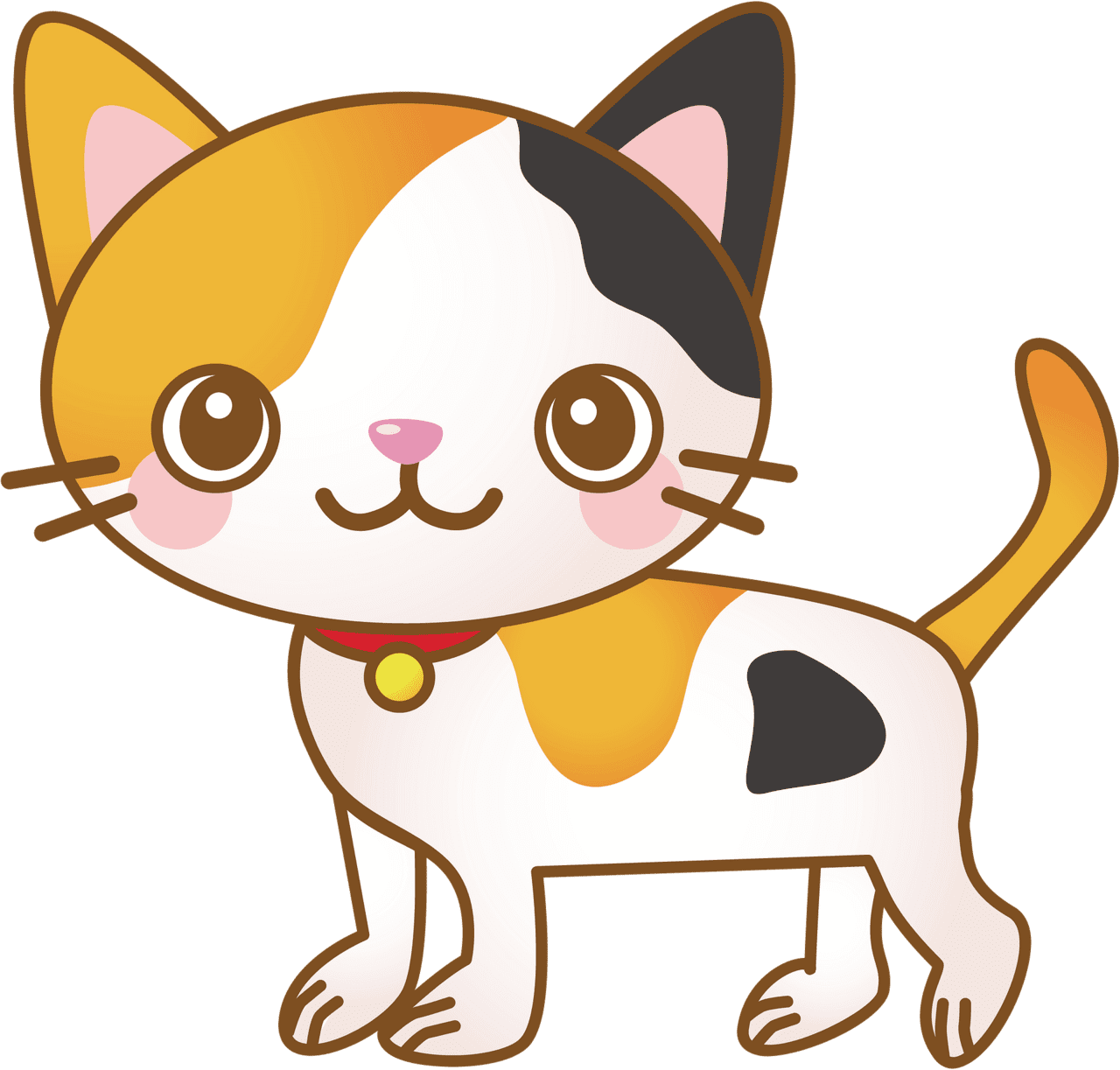 Tricolor cartoon kitten vector clipart images