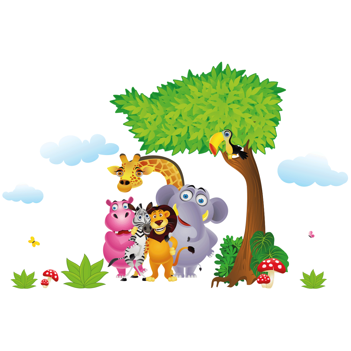 Wall decals animals jungle friends decal clipart vector