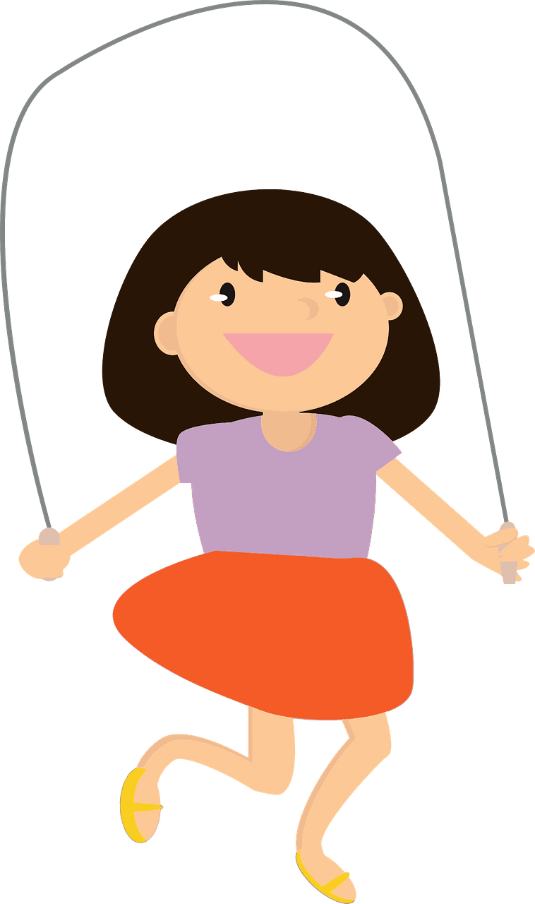 Girl with jump ing rope vector clipart images