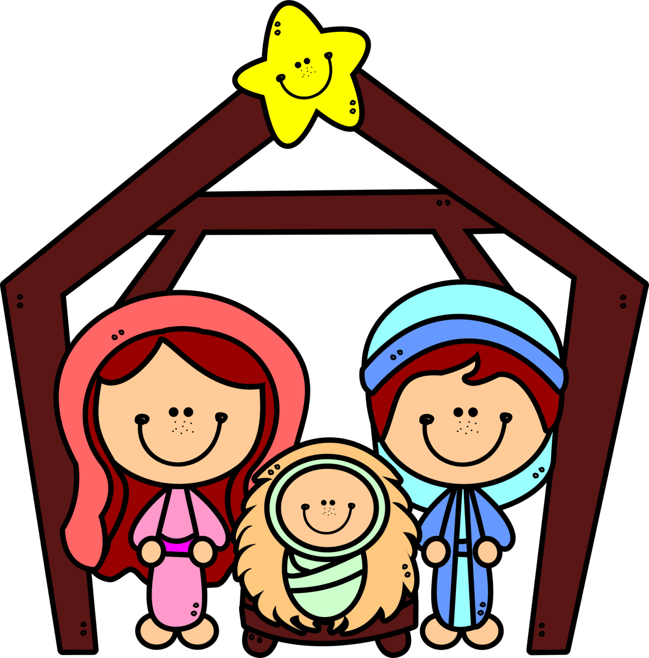 Manger scene page clipart picture