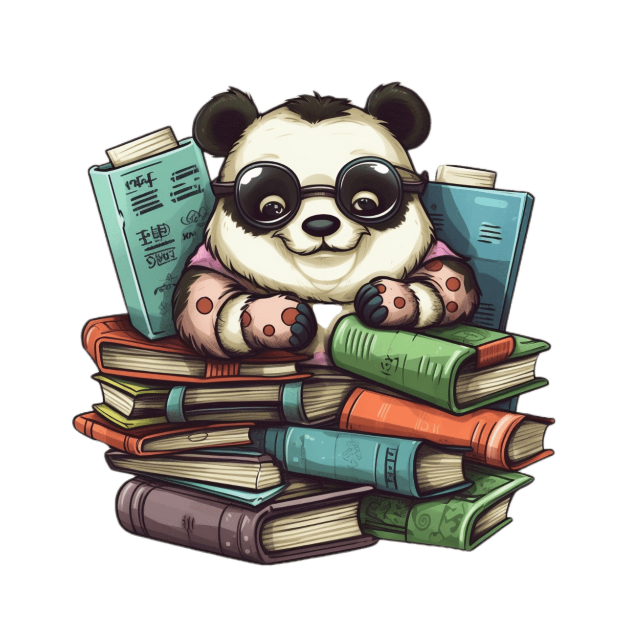 Librarian panda libr ian toon love tattoo clipart picture