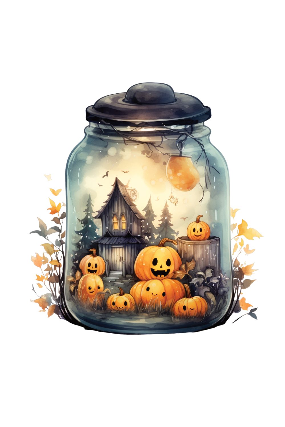 Halloween jar spooky decor of iature diorama creepy clipart photo