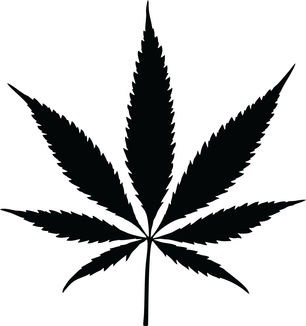 Marijuana leaf clipart of black silhouetted cannabis pot silhouette full size image